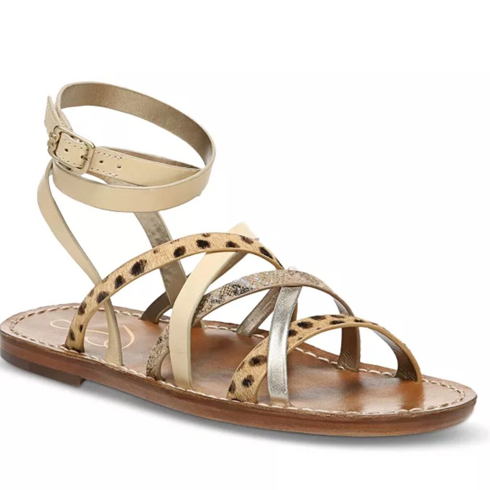 NEW Sam Edelman Women's Meriai Strappy Sandals Leater Calf Hair